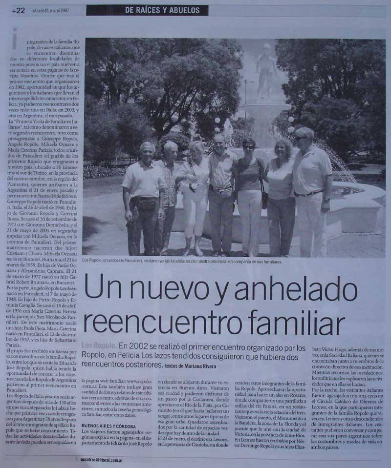 Publicacin del diario el Litoral del 10 de marzo de 2007